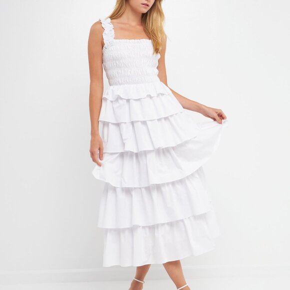 English Factory Smocked Ruffled Maxi - Picture 1 of 6